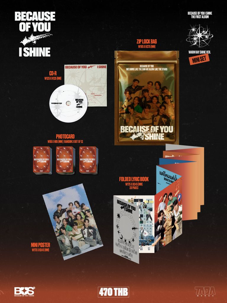 BECAUSE OF YOU, I SHINE MINI SET ALBUM WARM RAY SHINE VERSION.