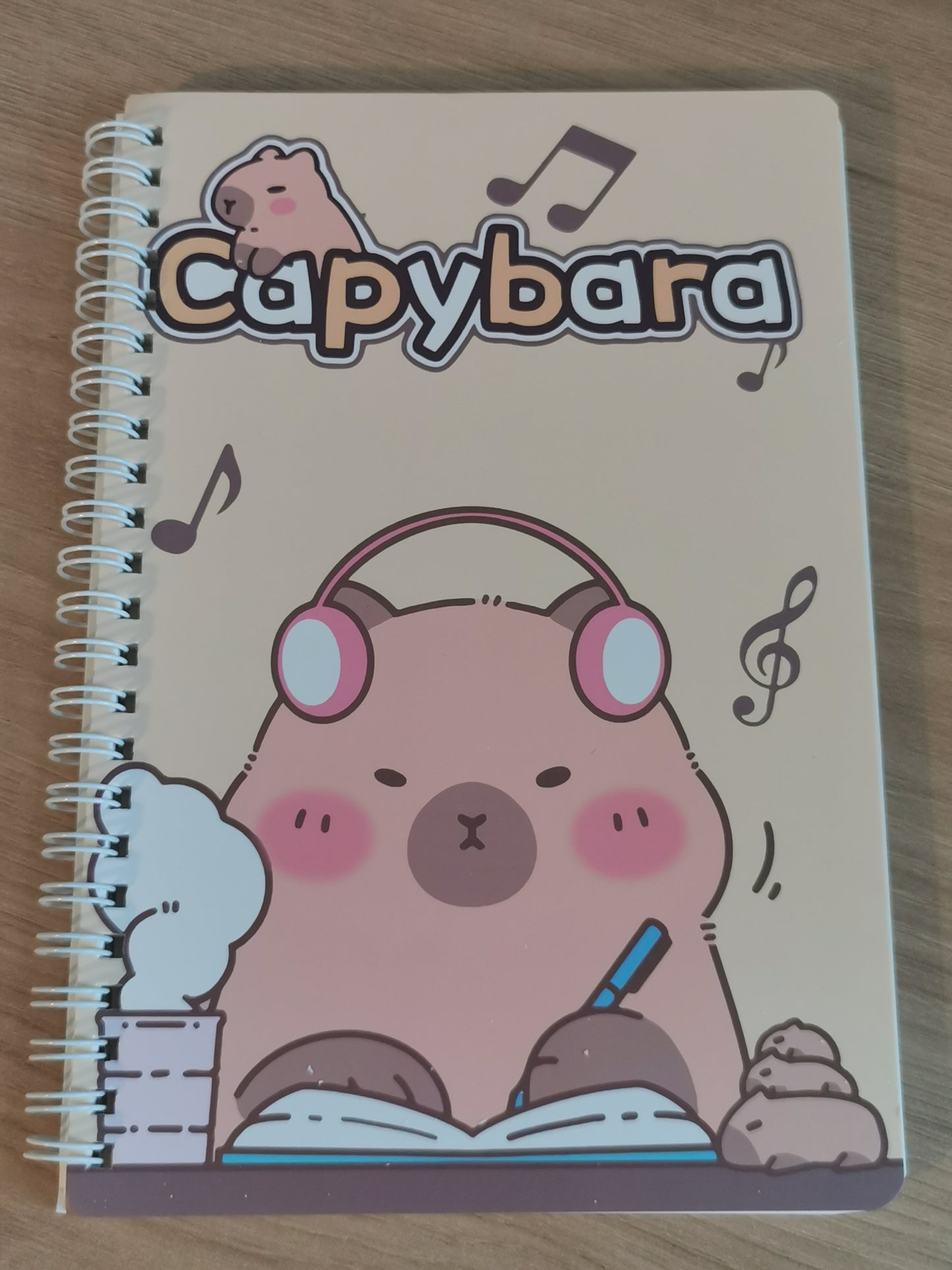 Capybara A5 Coil Notebook with cute and stylish cover, horizontal flip layout and coil binding, compact and practical for notes, journaling, or daily planning.