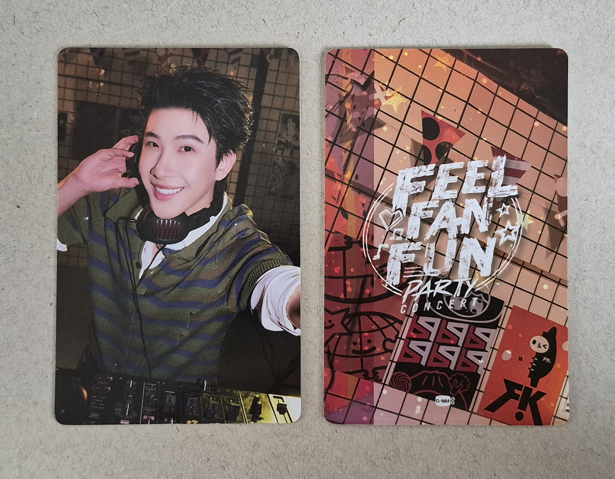 Khaotung 2 FEEL FAN FUN PARTY CONCERT collectible photocard front and back official GMMTV FirstKhaotung merchandise.