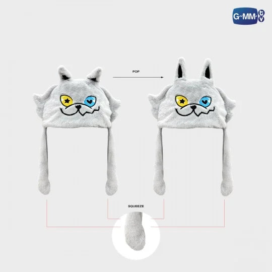 LYKYOU Fluffy Ear Pop Hat squeeze tips activating pop-up ears