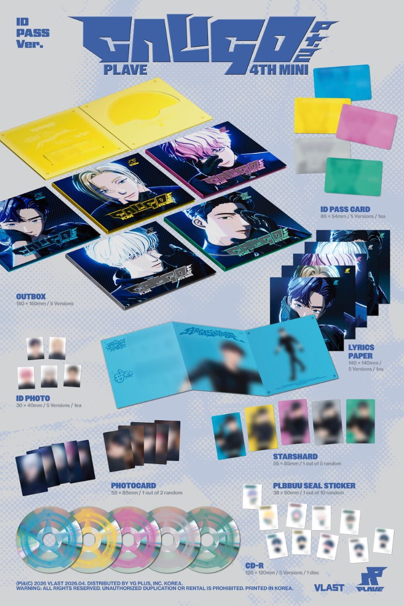 PLAVE Caligo Pt2 ID pass version contents including CD photocards stickers and ID items