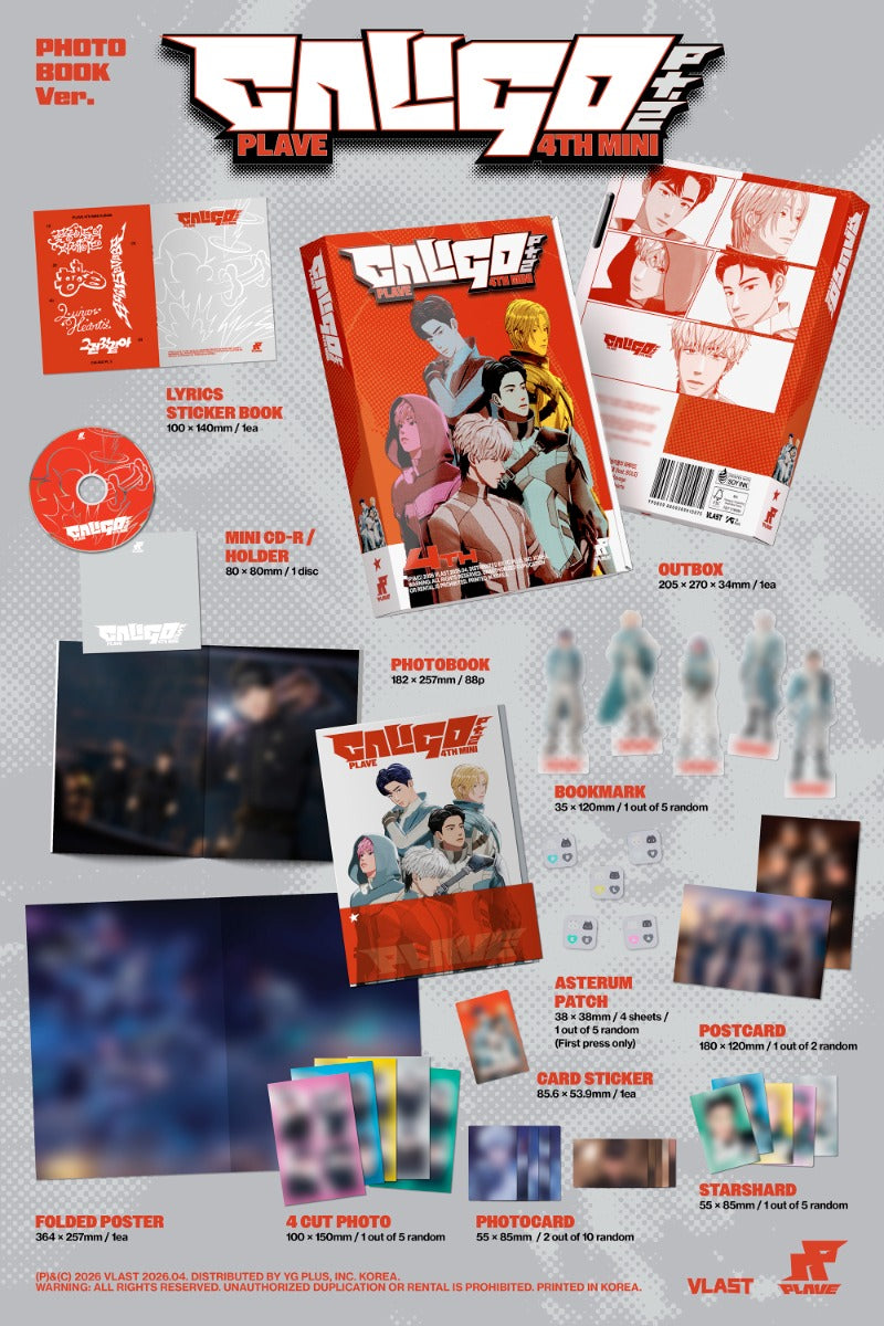 PLAVE Caligo Pt2 photobook version contents including photobook CD photocards and poster