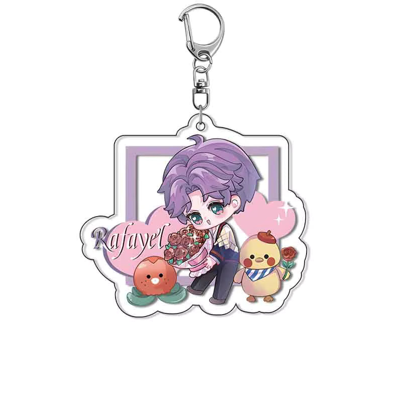 Love and Deepspace Cute Acrylic Keyrings – Xavier, Zayne, Rafayel, Sylus