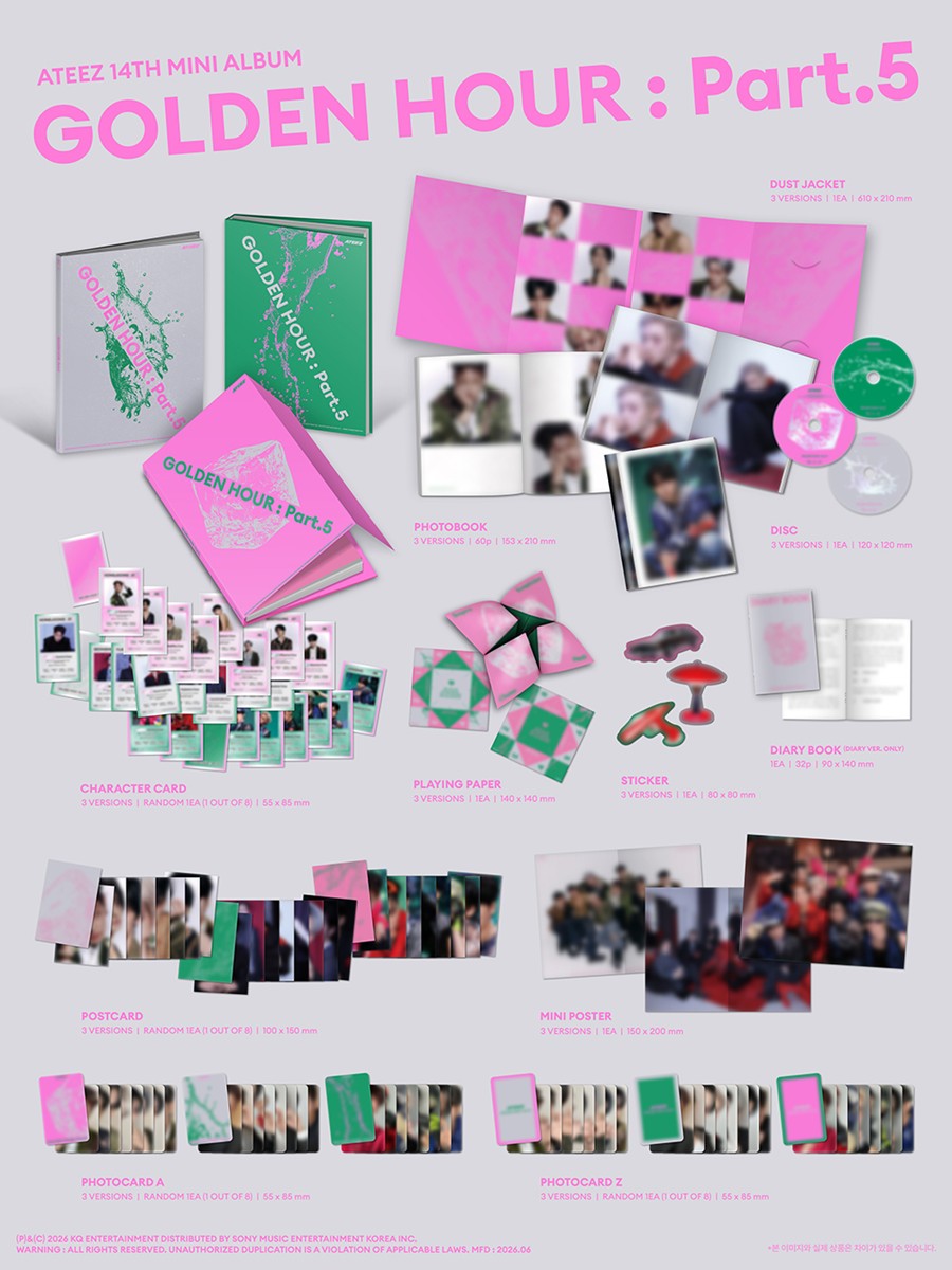 ATEEZ Golden Hour Part 5 album contents preview photobook photocards diary version inclusions Soundwave POB items
