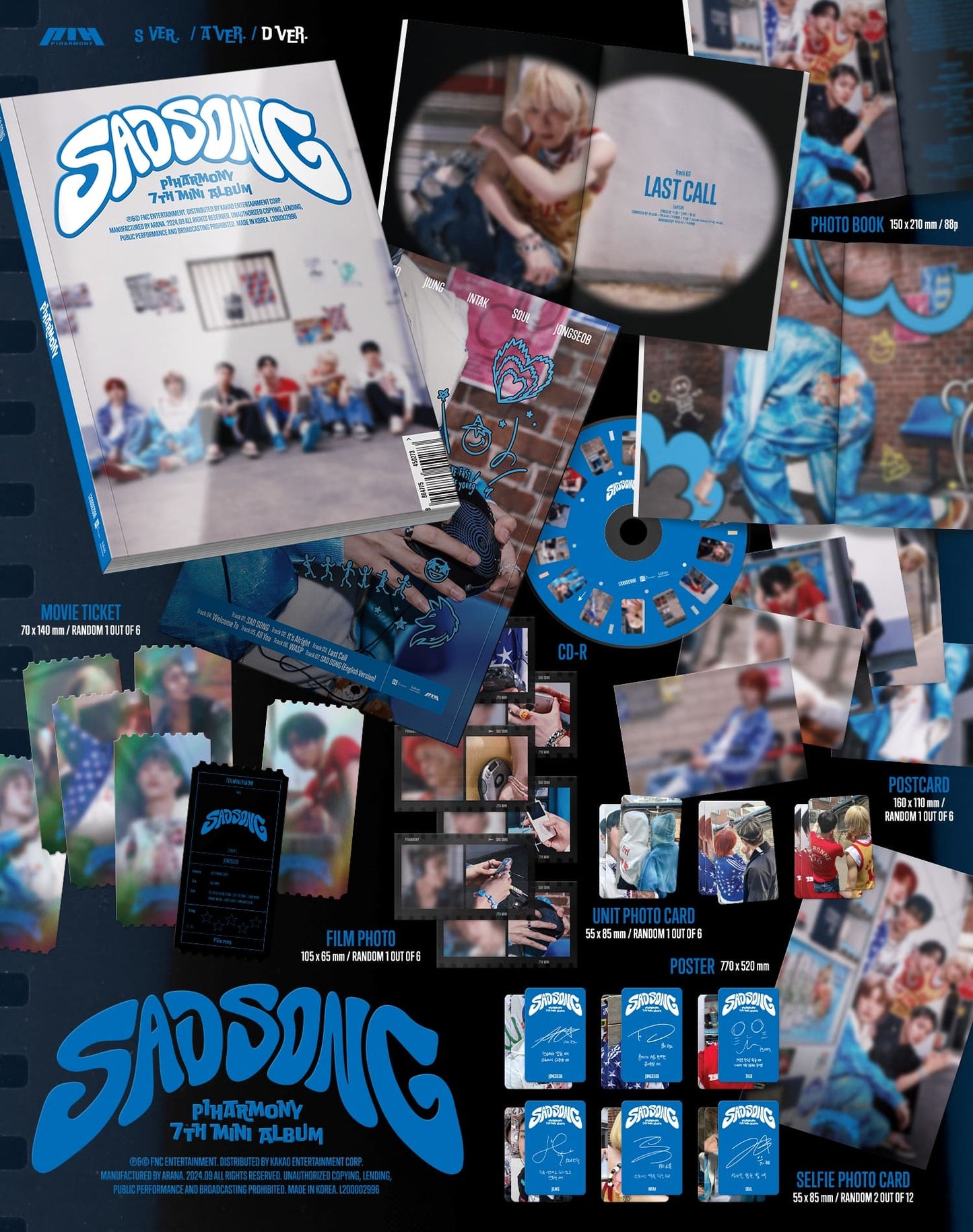 P1Harmony SAD SONG album (D Version) contents CD photobook photocards film movie ticket