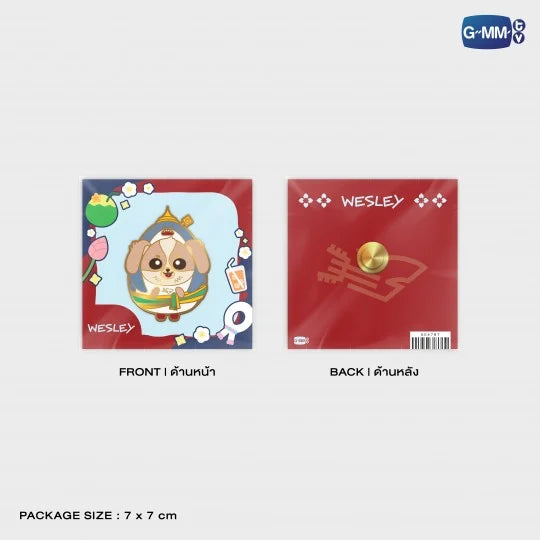 WESLEY character metal pin front and back in official packaging