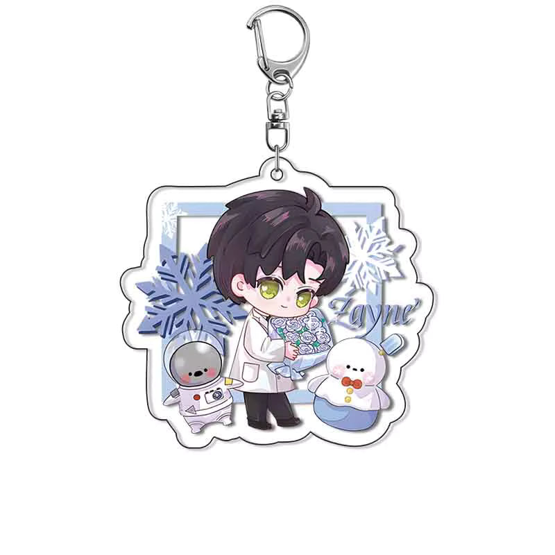Love and Deepspace Cute Acrylic Keyrings – Xavier, Zayne, Rafayel, Sylus