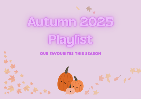 Image of autumn leaves, pumpkins and the title 'Autumn 2025 Playlist'.