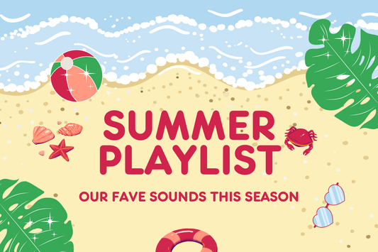 Image of beach with summer vibes, title 'Summer Playlist - Our Fave Sounds This Season'.