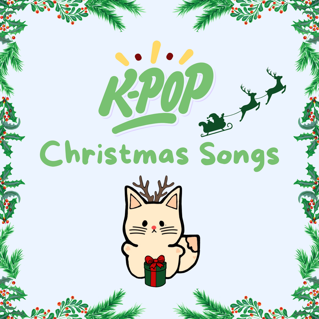 Idol Fusion 15 top Kpop Christmas songs - image of the Idol Fusion mascot 'Yeri' with Christmas background.