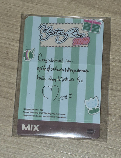 EarthMix mystery box special photocard set official GMMTV merchandise collectible photocards EarthMix exclusive design preview GMMTV Mystery Box 2025 -back of cards shown.