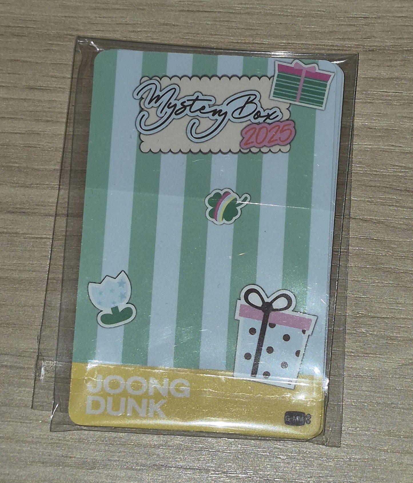 JoongDunk mystery box special photocard set official GMMTV merchandise collectible photocards JoongDunk exclusive design preview GMMTV Mystery Box 2025 - back of cards shown.
