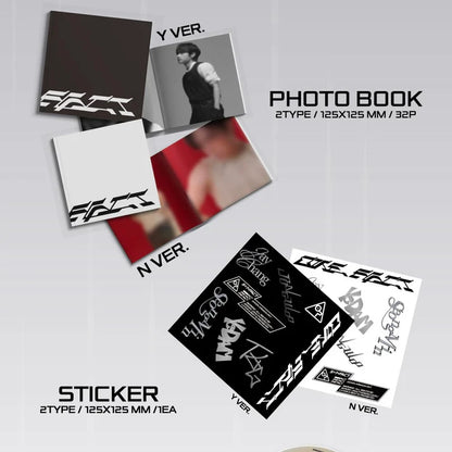 Contents of ONE PACT 4th Mini Album [ONE FACT], including random photobook, CD, CD cover, poster, 2 random photocards (out of 20), sticker, and 1 random lyrics card (out of 8), official K-pop merchandise.