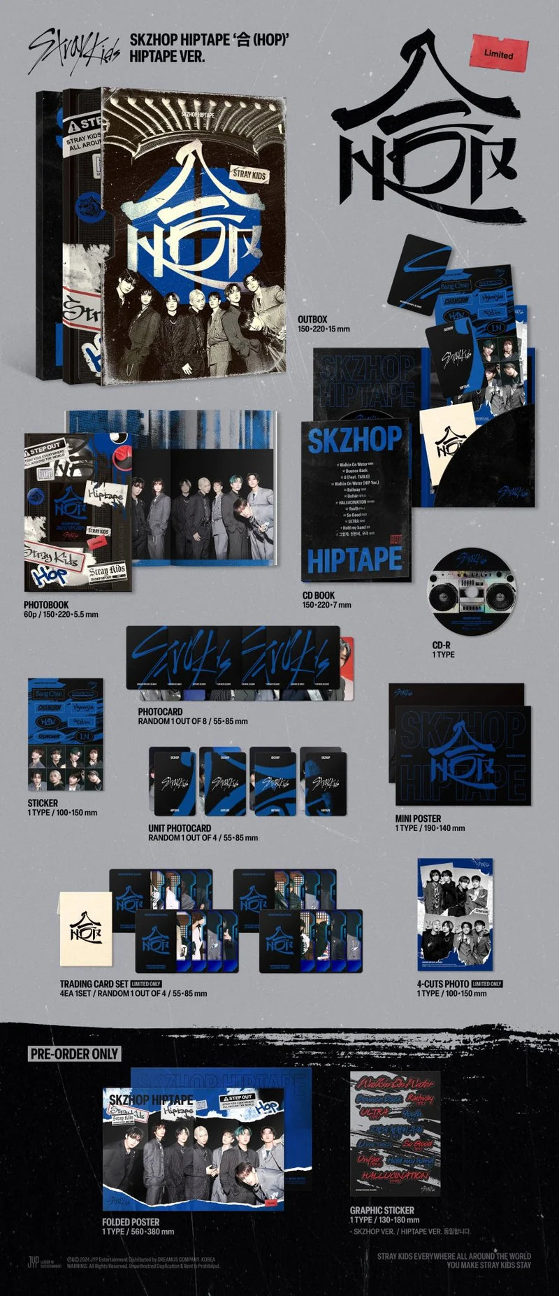 Stray Kids HIPTAPE album contents CD photobook photocards mini poster stickers trading cards