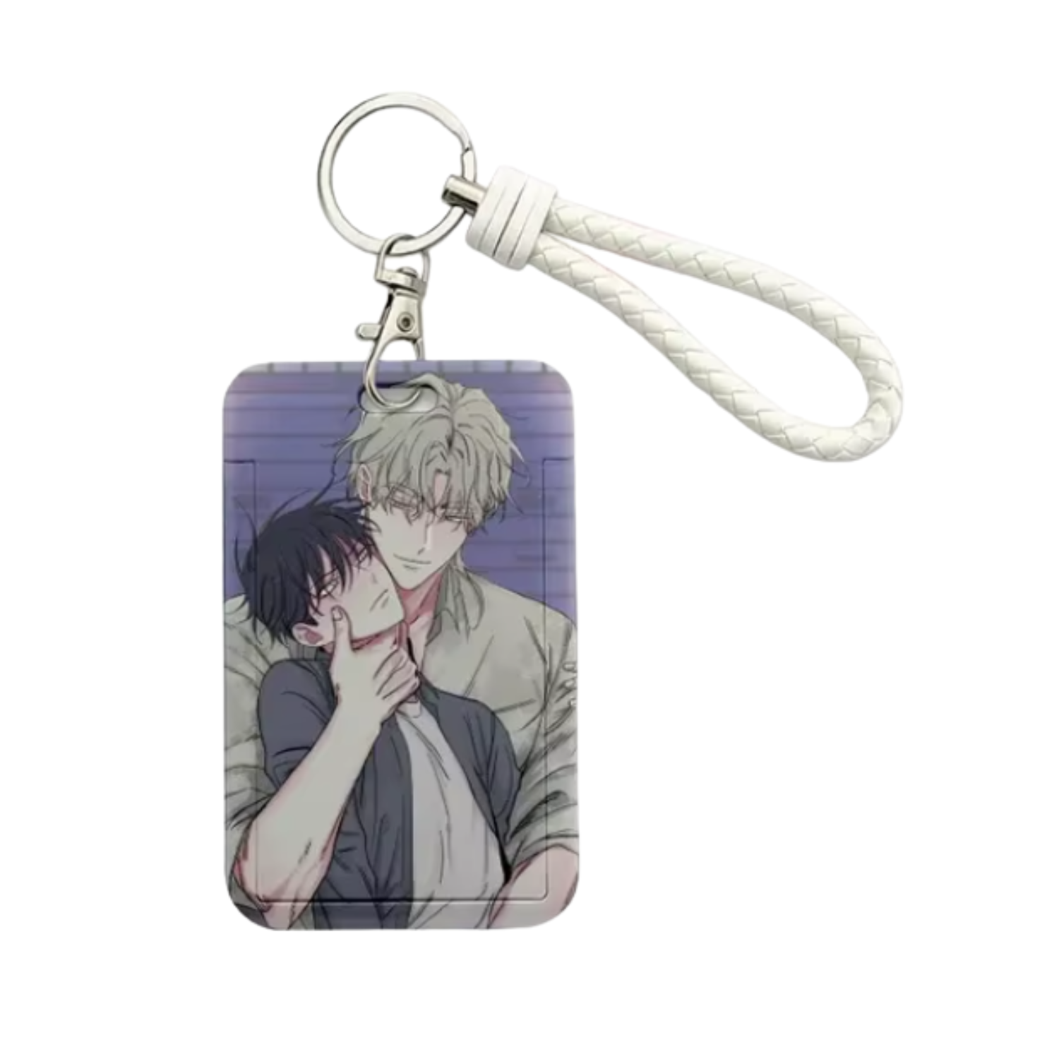 Korean BL manhwa Low Tide in Twilight acrylic keychain, Yeo Taeju and Kim Euihyun in dynamic grab pose, collectible accessory.