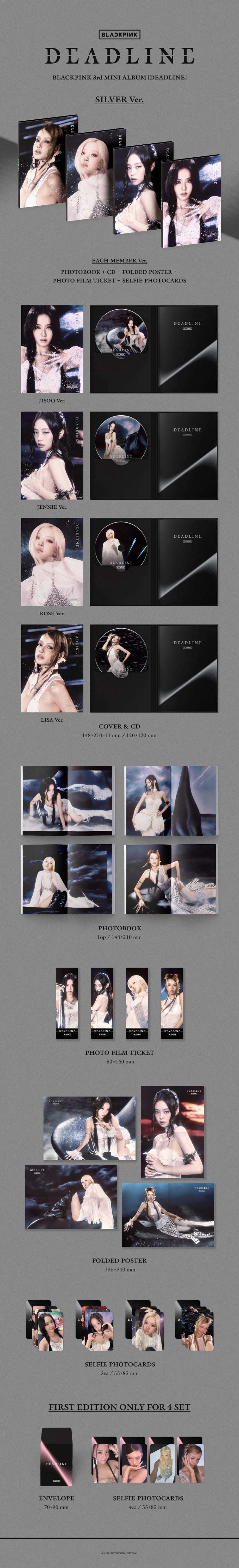 BLACKPINK DEADLINE Silver version contents with photobook CD poster photocards and Weverse POB