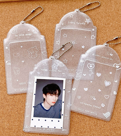 3 inch glitter card sleeve official photocard holder PVC transparent protective sleeve star and heart design sparkle finish K pop photocard accessory preview