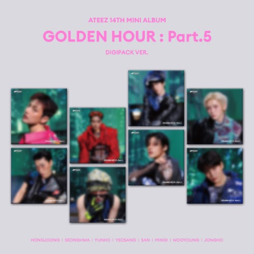 ATEEZ Golden Hour Part 5 Digipack Ver blurred preview of 8 album versions official Kpop album.