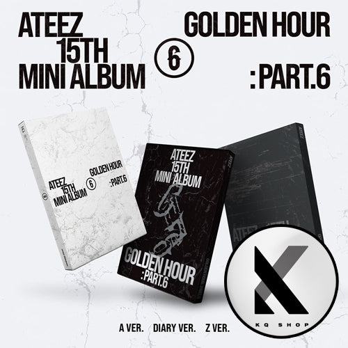 ATEEZ GOLDEN HOUR Part 6 A Ver Diary Ver and Z Ver album cover preview with KQ SHOP POB official Kpop 15th Mini Album