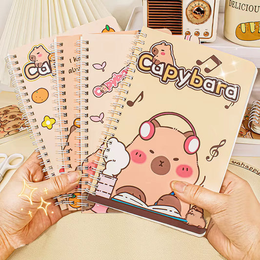 Capybara A5 Coil Notebook, full set of all cover designs, horizontal flip layout with coil binding, stylish and functional stationery for notes, journaling, or planning.