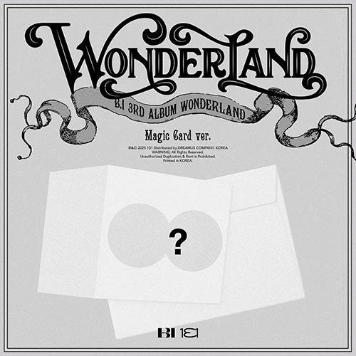B.I WONDERLAND 3rd Full Album Magic Card Version front cover, official K-pop album including package, 1 pop-up card, and 1 CD-R, collectible fan merchandise.