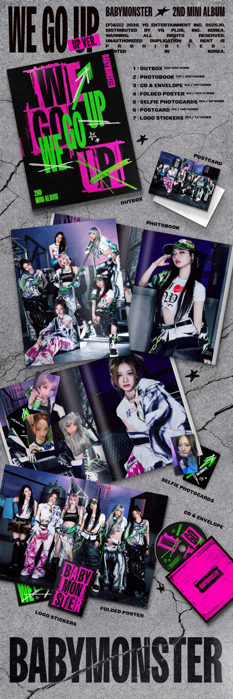 BABYMONSTER WE GO UP album contents photobook CD poster photocards stickers