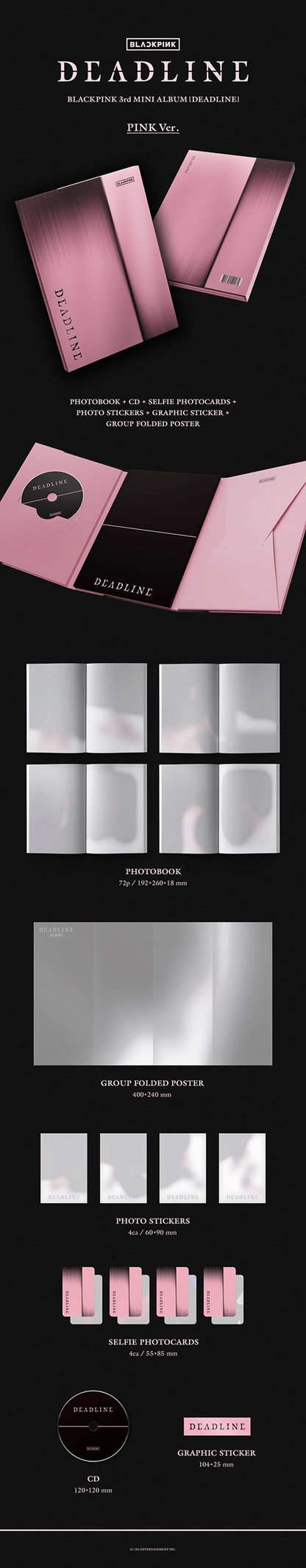 BLACKPINK DEADLINE Pink version contents with photobook CD photocards and Weverse POB
