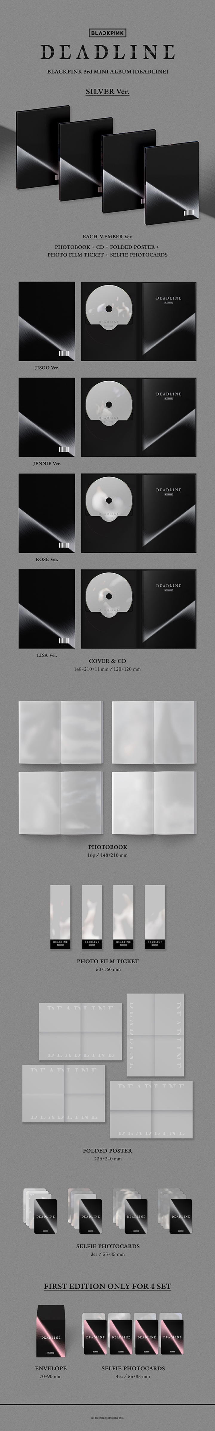 BLACKPINK DEADLINE Silver version contents with photobook CD poster photocards and Weverse POB