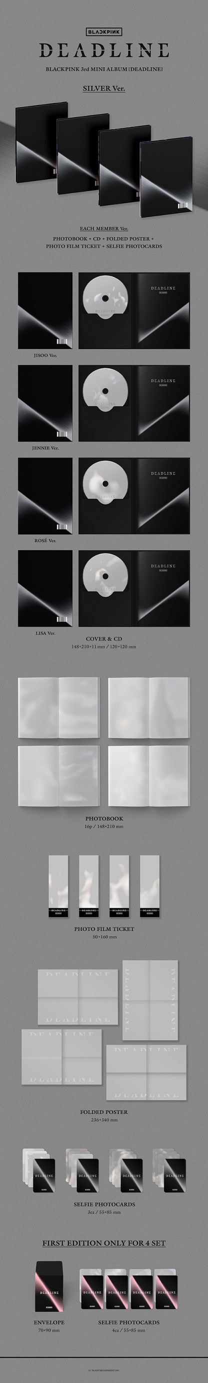 BLACKPINK DEADLINE Silver version contents with photobook CD poster photocards and Weverse POB