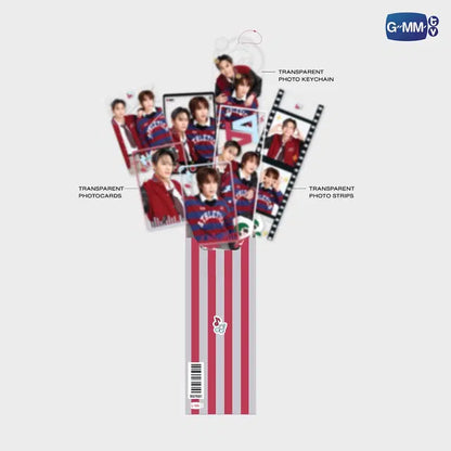 BounPrem Transparent Photo Set contents displayed including transparent photocards photo strips and transparent photo keychain official GMMTV merchandise