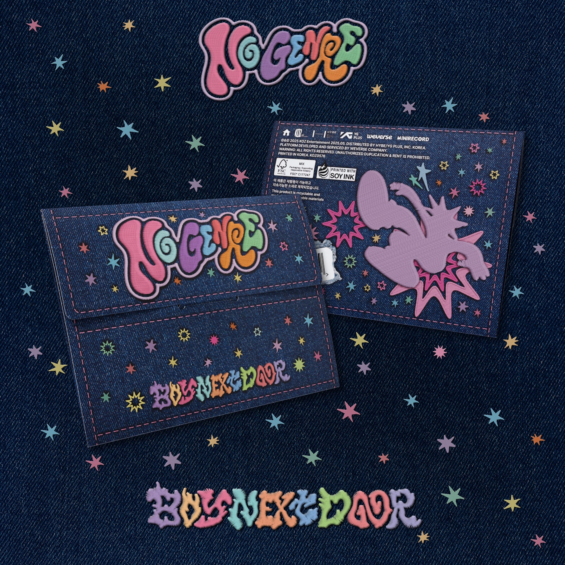 BOYNEXTDOOR NO GENRE 4th EP Album WEVERSE Albums Version showing front and back covers, official K-pop album with package and fan merchandise.