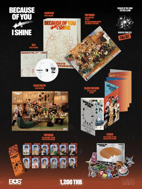 [Pre Order] BUS - BECAUSE OF YOU, I SHINE FULL SET ALBUM WARM RAY SHINE VERSION