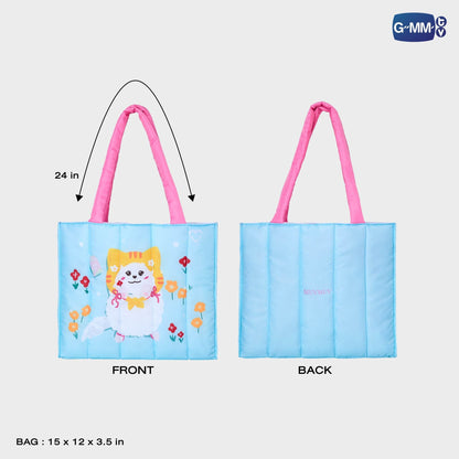 GMMTV POP UP STORE IN OSAKA 2024 Fluffy Bag front and back view with size dimensions official GMMTV collectible tote bag