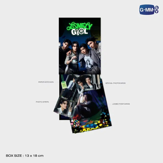 CLO’VER LONELY GIRL Photo Set package with blurred contents preview featuring jumbo postcards photo strips special photocards and paper keychain