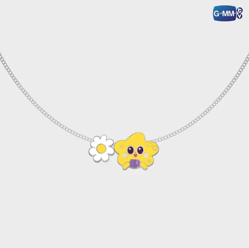 CERI charm necklace official GMMTV merchandise with daisy charm stainless steel 48cm enamel pendant