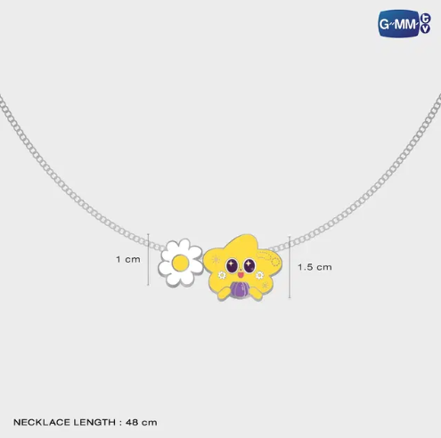 CERI charm necklace size guide 48cm stainless steel chain with daisy charm pendant dimensions GMMTV official