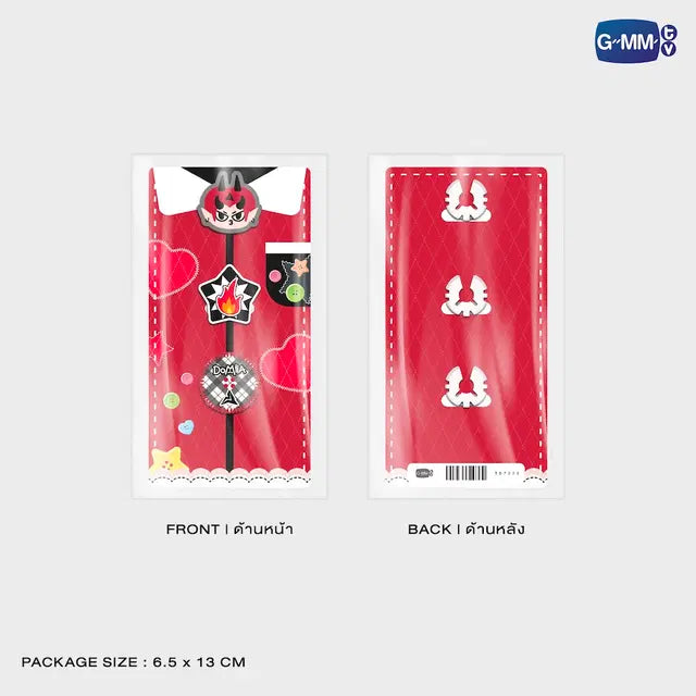 Domiia button cover set packaging front and back official GMMTV merchandise collectible accessory
