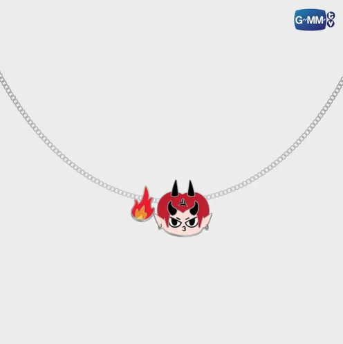 DOMIIA charm necklace official GMMTV merchandise with flame charm stainless steel 48cm enamel pendant