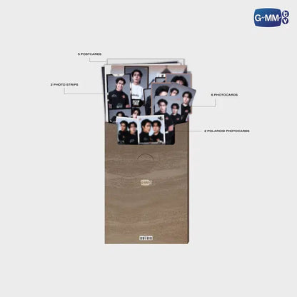 EarthMix Heart Race mini photo set contents preview including postcards photocards photo strips and polaroid cards official GMMTV merchandise