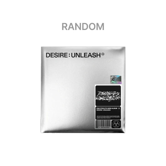 ENHYPEN DESIRE: UNLEASH 6th Mini Album WEVERSE Shop Gift ENGENE Version front cover, official K-pop album available in 7 random versions featuring JUNGWON, HEESEUNG, JAY, JAKE, SUNGHOON, SUNOO, and NI-KI.