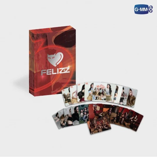 FELIZZ Collectible Card Set preorder product box with preview of photocards featuring members Chelsea Napapat, Sangt Sillapintr, Pream Nutnicha, Jaoying Krongkwan, Acare Chompoopuntip, and Chari Charisar. Includes images from ‘See Through,’ ‘Abracadabra,’ and ‘Slay’ singles.