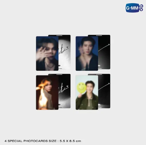 Preview of the six special FirstKhaotung photocards included with the CLOSE FRIEND photobook, featuring individual and couple card designs.