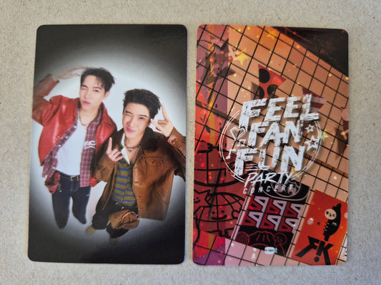 First and Khaotung FEEL FAN FUN PARTY CONCERT collectible photocard front and back official GMMTV FirstKhaotung merchandise