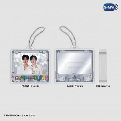 GEMINIFOURTH layer acrylic keychain front and back view with dimensions official GMMTV merchandise 6x6.5 cm acrylic keychain size reference layered design preview