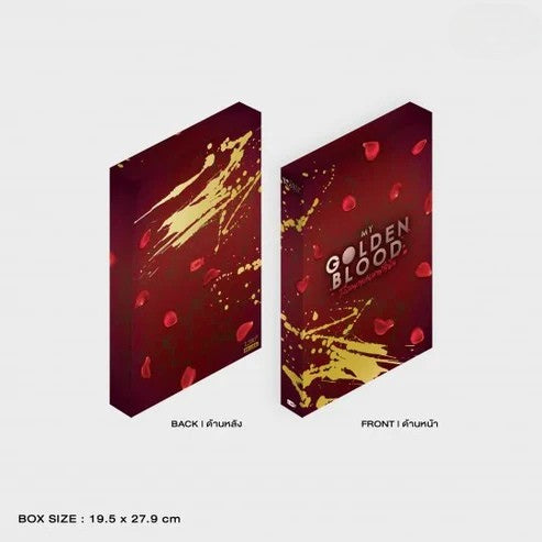 Front and back covers of the My Golden Blood Photobook Memorial Boxset packaging.
