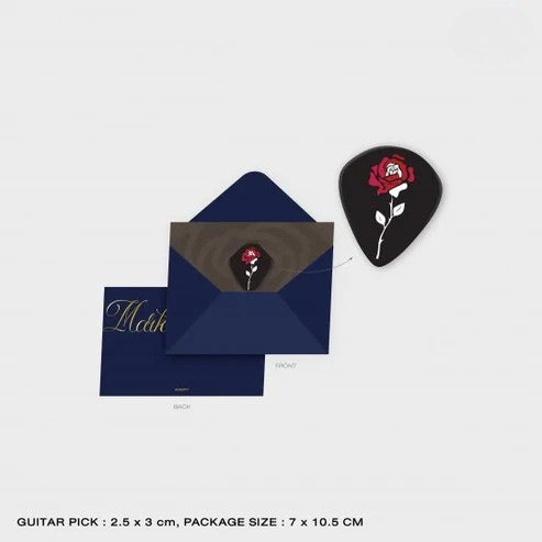 Special envelope and rose-shaped guitar pick replica from the My Golden Blood Memorial Boxset.
