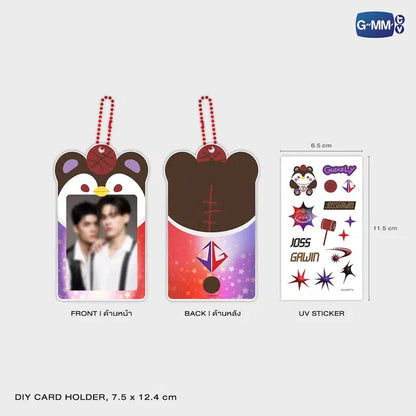 GUINZLY DIY acrylic card holder with UV decoration stickers and size details official GMMTV collectible accessory