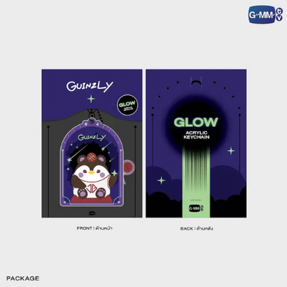 GUINZLY glow acrylic keychain in official packaging