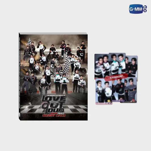 LOVE OUT LOUD FAN FEST 2026 Heart Race official photobook cover with bonus random photocard preview official GMMTV merchandise