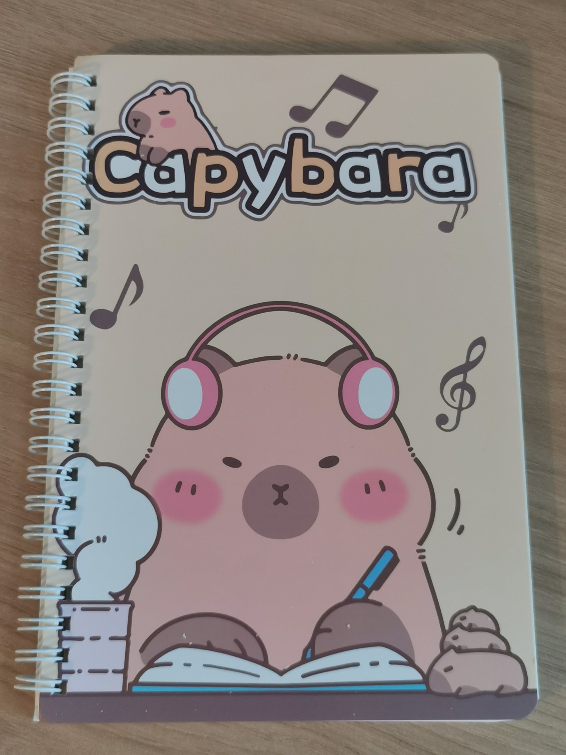 Capybara A5 Coil Notebook with cute and stylish cover, horizontal flip layout and coil binding, compact and practical for notes, journaling, or daily planning.